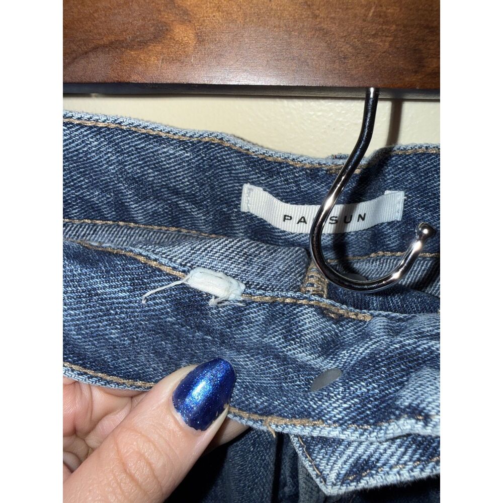 PacSun Distressed High Rise Straight Leg Jeans Button Fly Raw Hem Size 28 - Picture 4 of 10